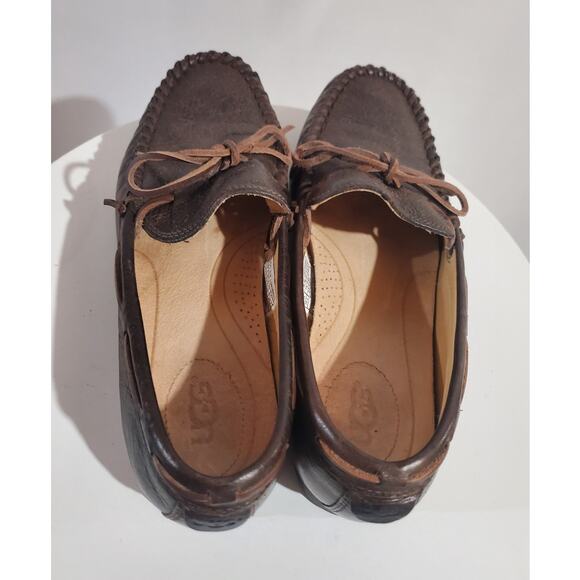 UGG Hendricks Grizzly Driving Moccasin Loafers Mens Sz 10.5 Shoes Brown Leather - Picture 5 of 8